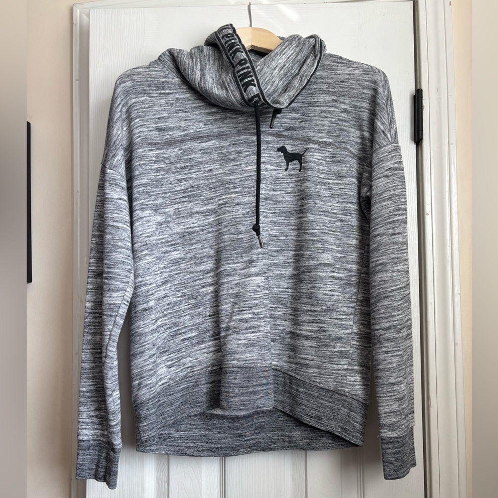 PINK Victoria’s Secret Heather Gray Cowl Neck Hoodie Pullover Women’s [L]